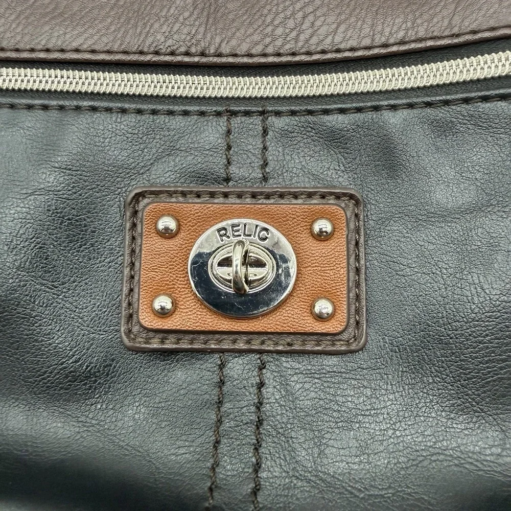 Relic Prescott Leather Shoulder Hobo Bag Y2K Black and Brown